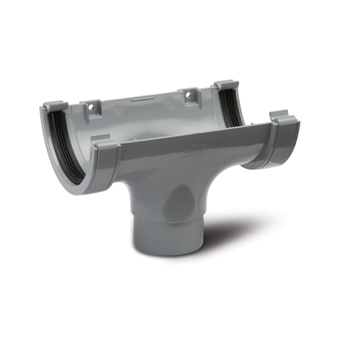 Polypipe Grey 112Mm Half Round Running Outlet - Rr105g