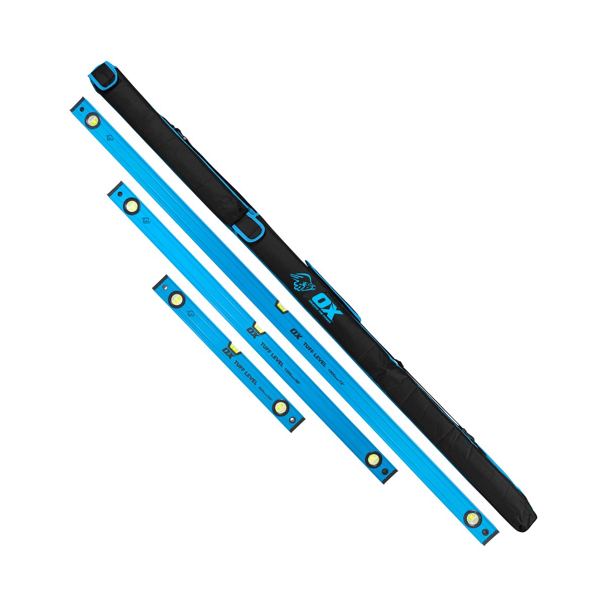 Ox Pro Tuff Levels Pack (600Mm, 1200Mm & 1800Mm) C/W Bag