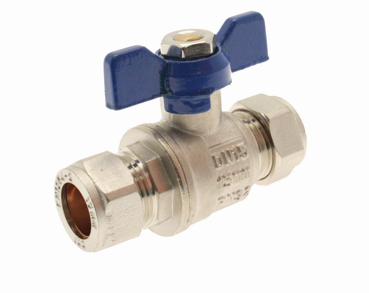 Non Branded Blue Bradfords Lever Ballvalve Butterfly Handle 22Mm