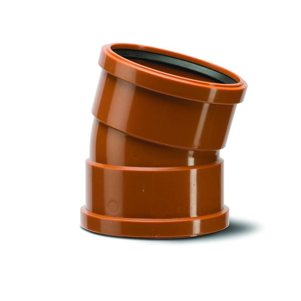 Polypipe 160Mm Short Radius Bend Double Socket 15Deg - Terracotta - Ug609