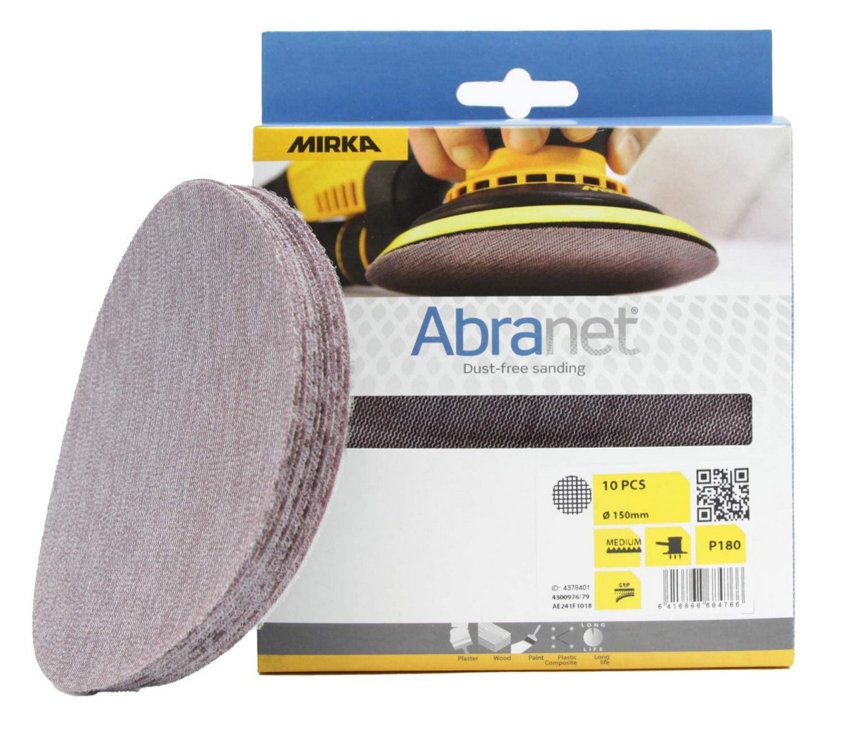 Mirka Uk Mirka P80 Abranet Grip Sanding Discs For Deros 150Mm (Pack Of 10)