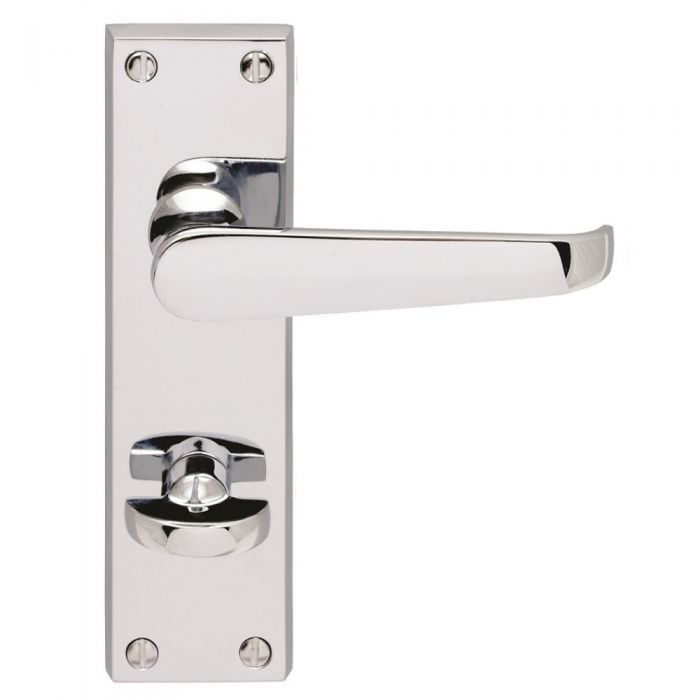 Carlisle Brass Victorian Straight Lever On Bathroom Backplate (Pair) - Polished Chrome