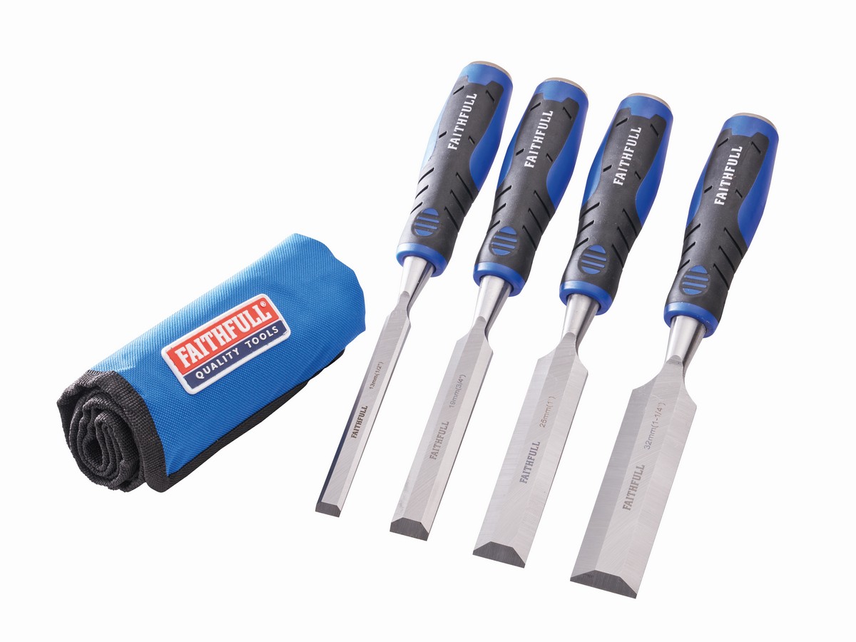 Faithfull Soft Grip Chisel Set In Roll (4 Piece Set)