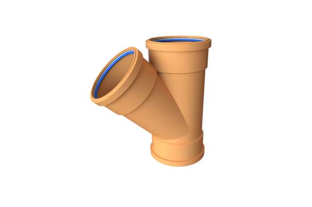 Polypipe 110Mm Equal Junction Triple Socket 45Deg - Terracotta - Ug405