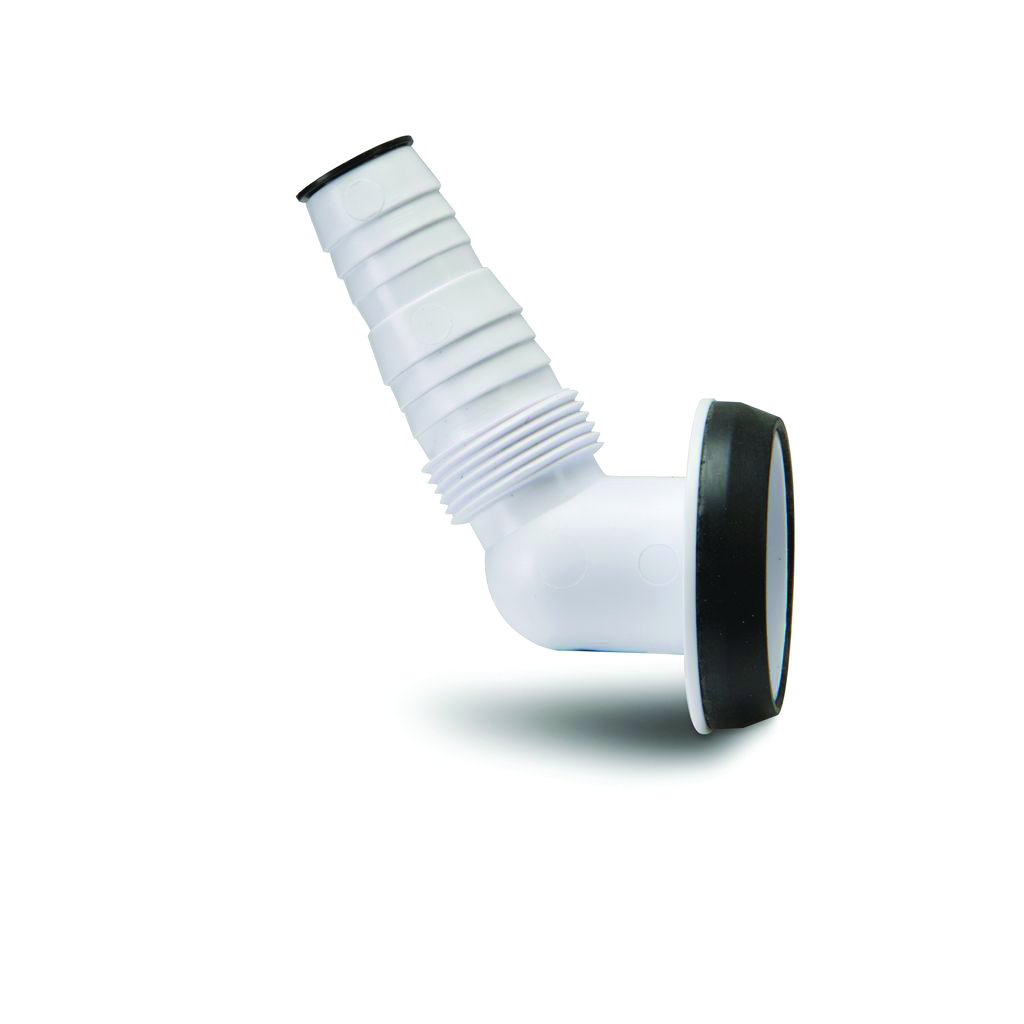 Polypipe White Trap Angled Hose Pipe Connector With 40Mm Spigot Wt72