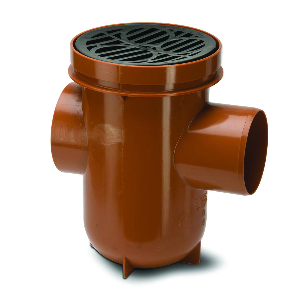 Polypipe 110Mm Bottle Gully & Grid Back Inlet - Terracotta - Ug427