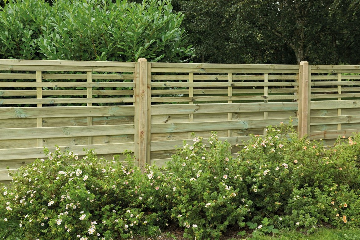 Forest Garden Decorative Kyoto Fence Panel, 1.8M X 1.2M, Treated Timber, Horizontal Weave Design