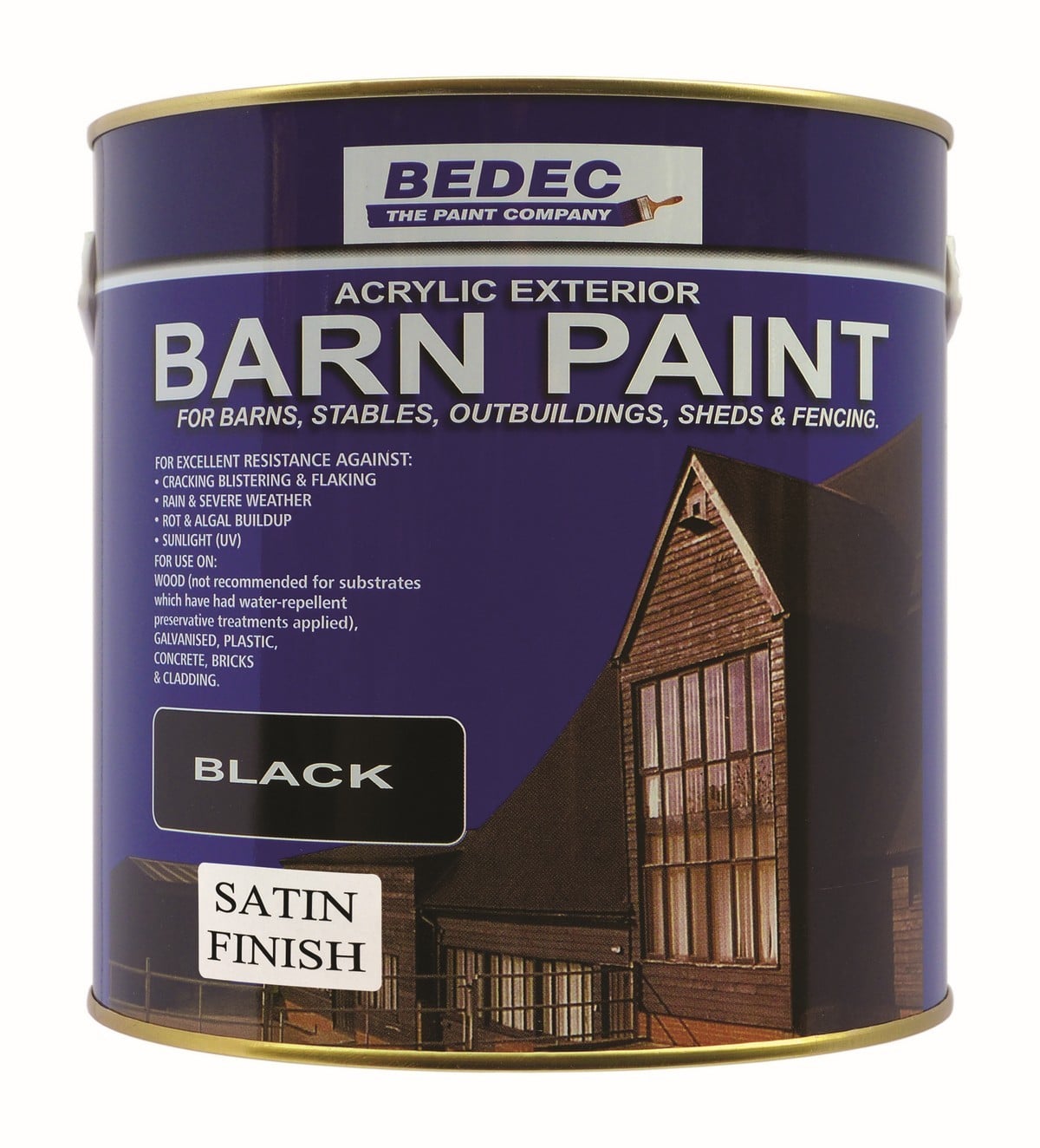 Bedec Exterior Barn Paint 2.5Ltr, Satin Black