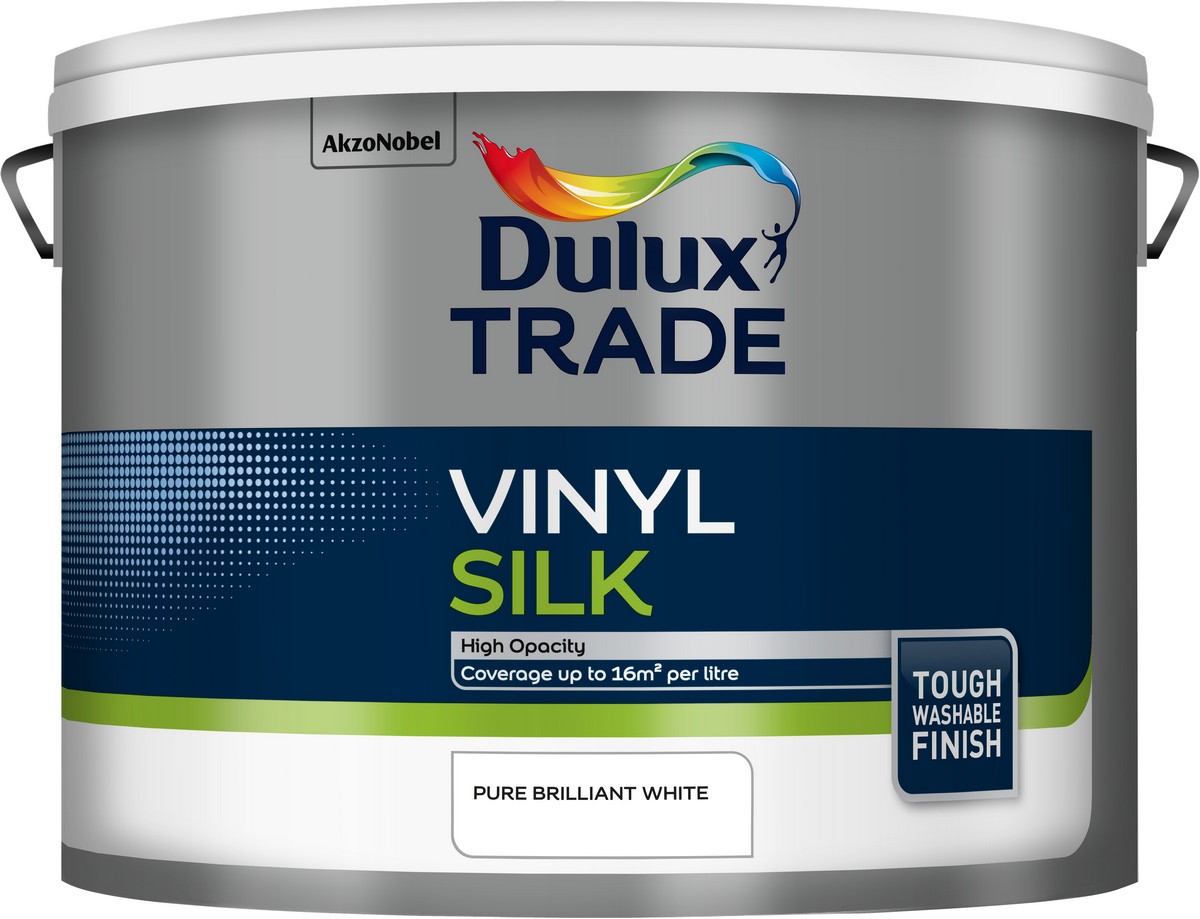 Dulux Trade White Vinyl Silk 10Ltr Brilliant