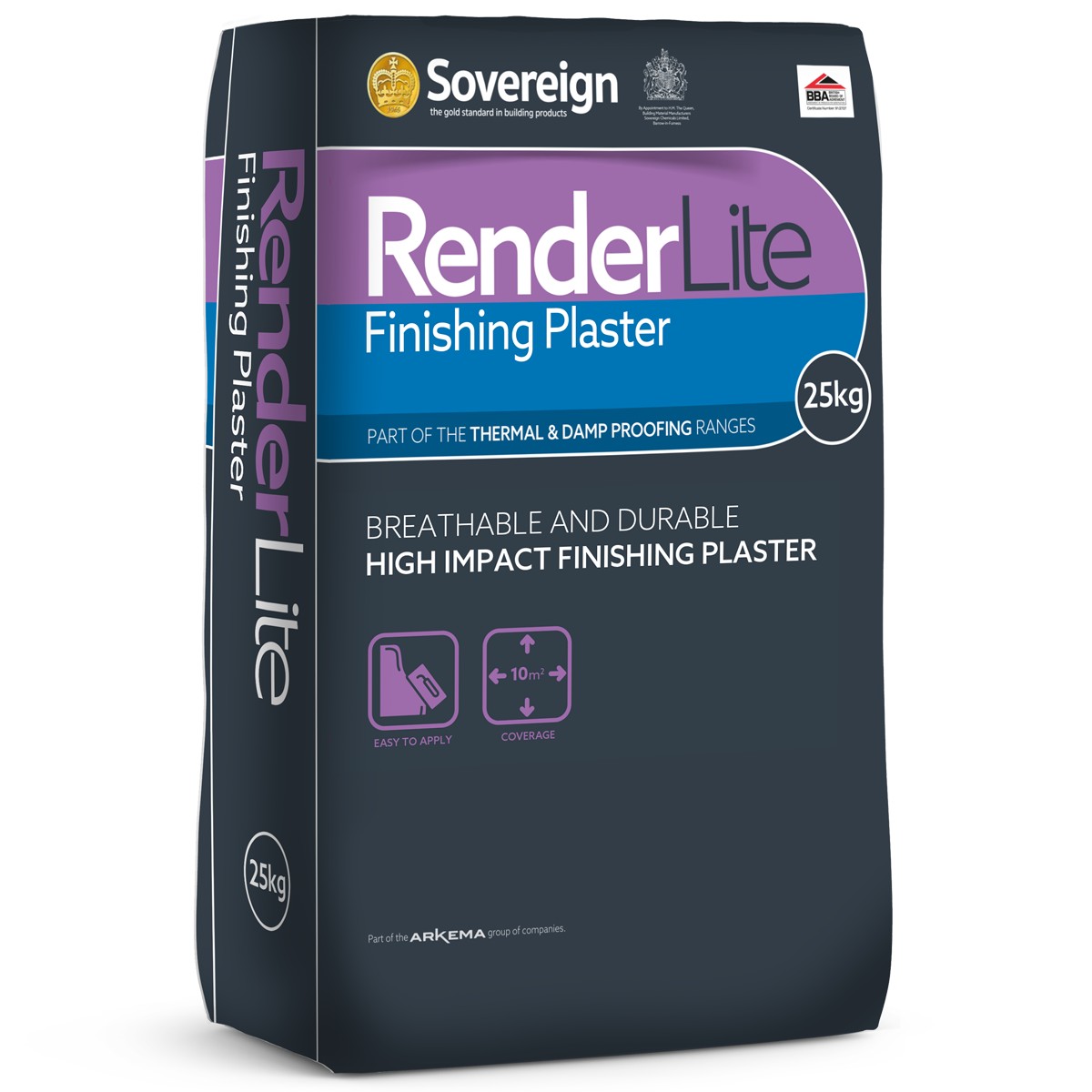 Sovereign White Renderlite Finish Plaster 25Kg
