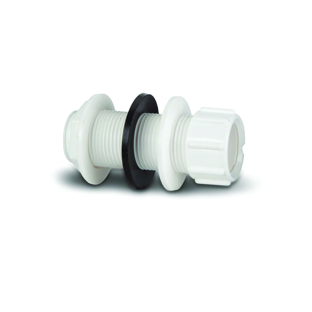 Polypipe White Overflow Tank Connector Straight 21.5Mm Vp49w