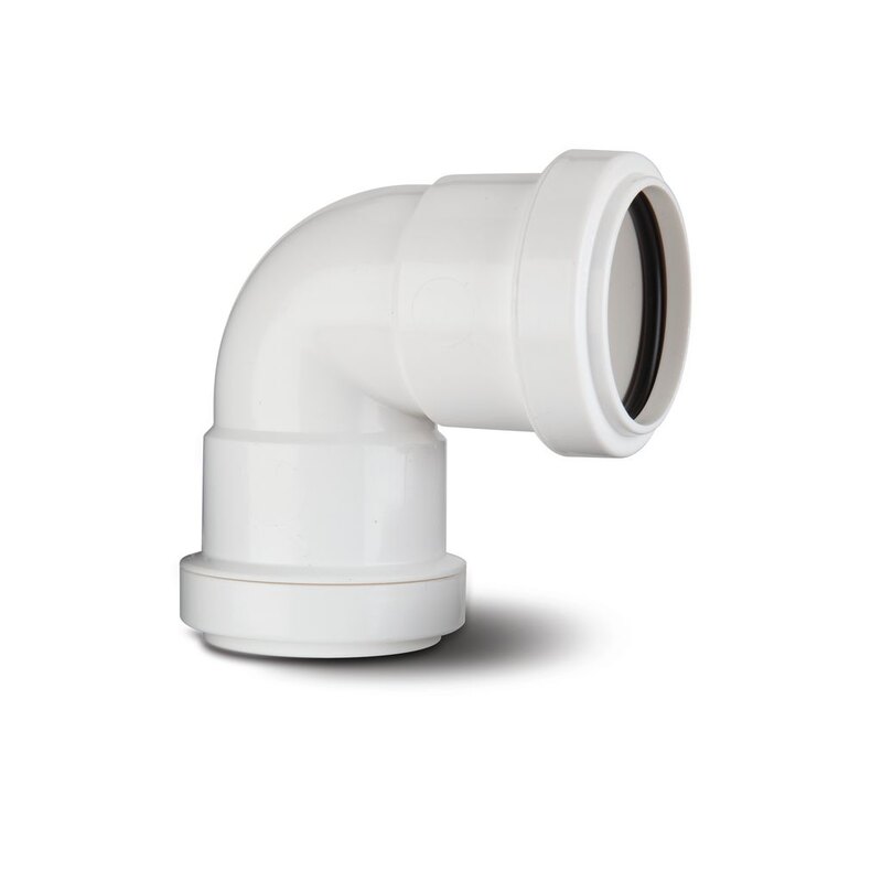 Polypipe White Waste Push Fit Knuckle Bend 40Mm X 90Deg Wp16w
