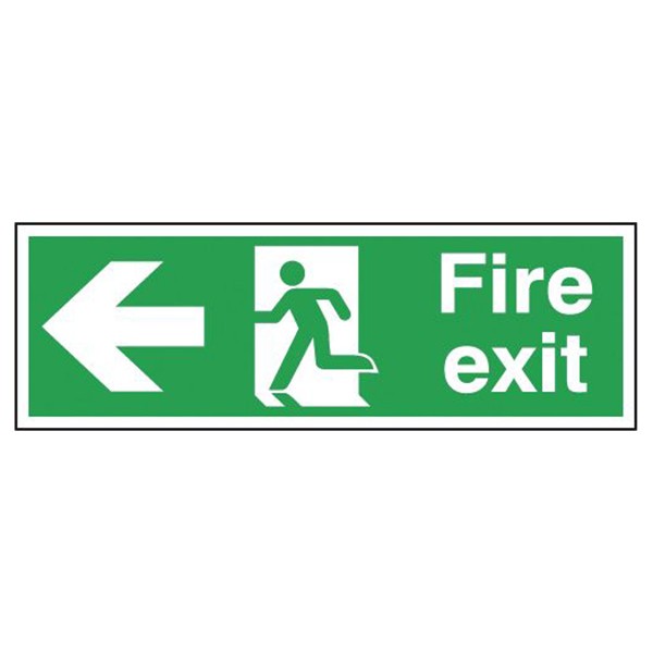 Signs and Labels Rigid Site Safety Sign - Fire Exit Running Man (Arrow Left) 150x450mm
