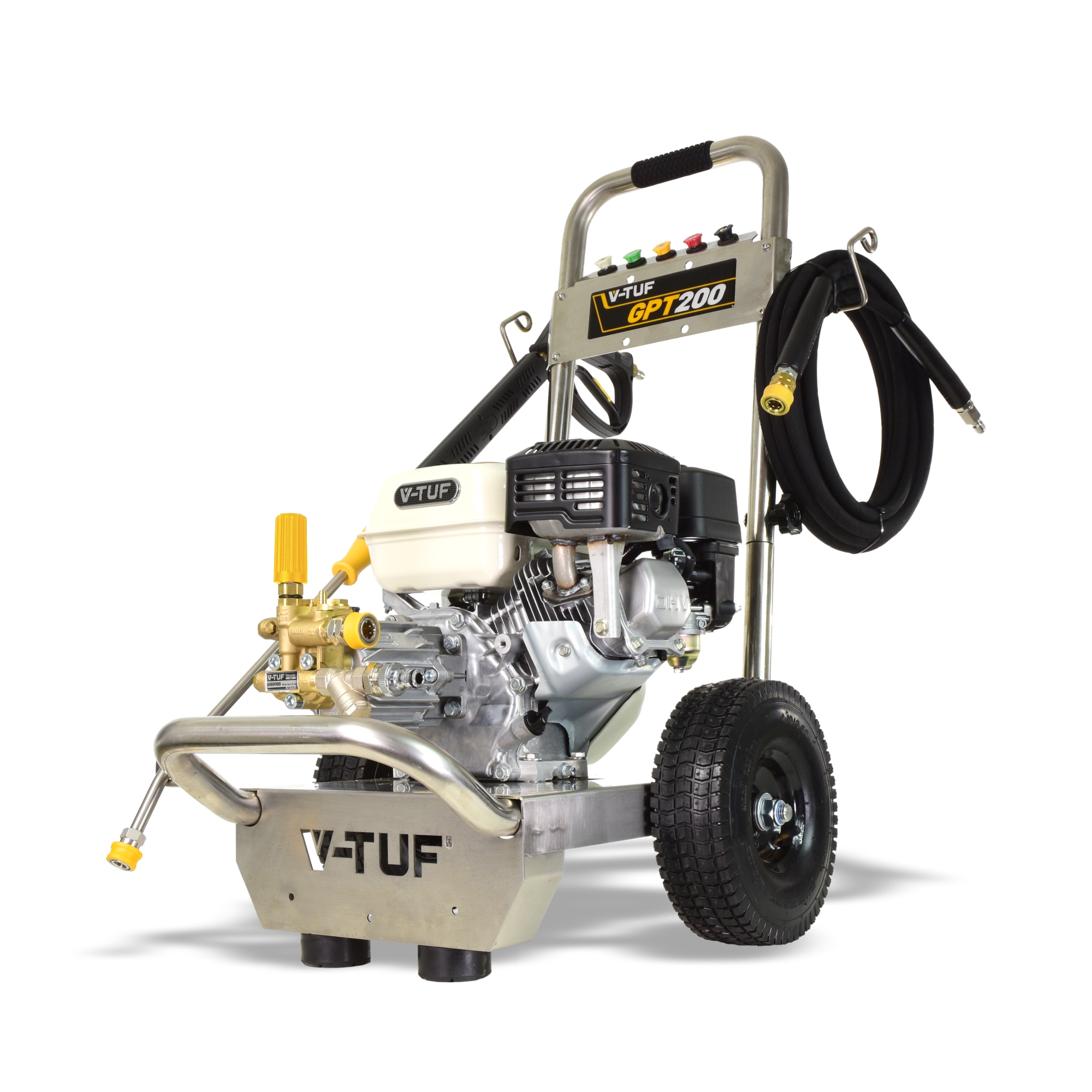 V-Tuf Industrial Petrol Pressure Washer With Gp200 Honda Engine, 190 Bar, Stainless Steel Frame