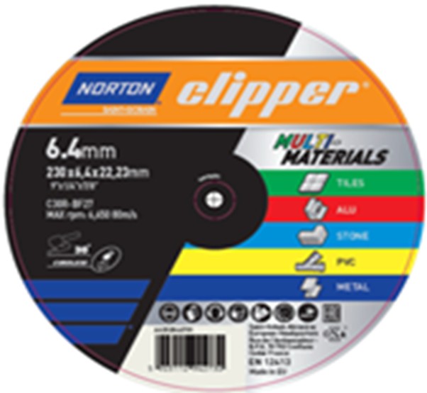 Norton Black Clipper Grinding Disc For Stone/Metal/Upvc/Tiles/Copper 230 X 6.4 X 22.23Mm