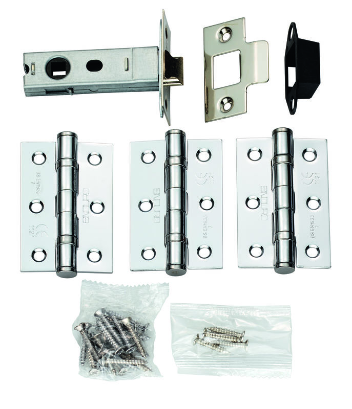 Carlisle Brass Hinge & Latch Pack 3" - Polished Chrome