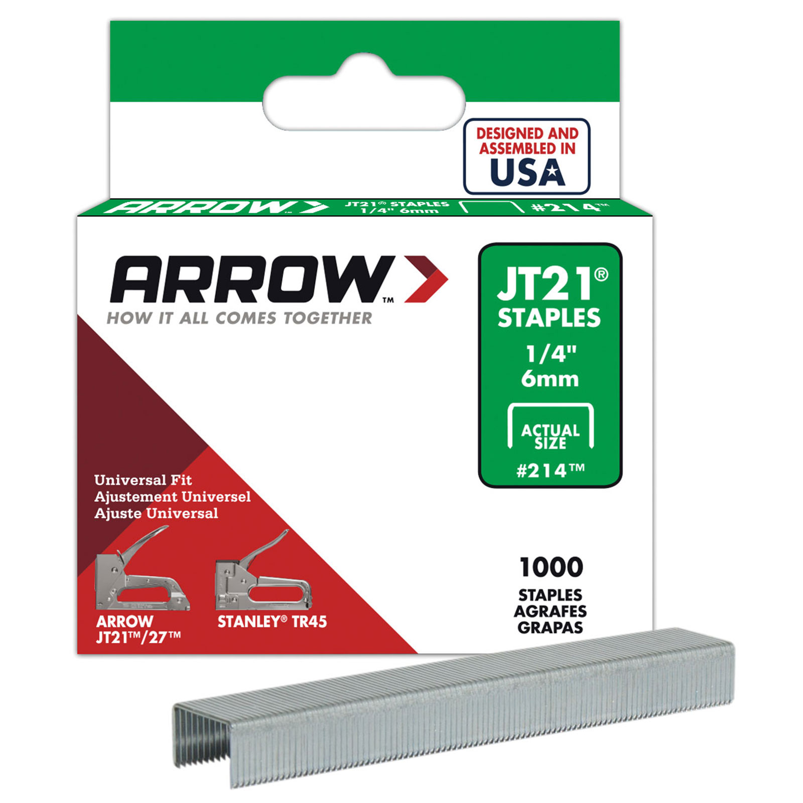 Arrow - JT21 Staple Gun Staples - 6mm - 1000 Pack