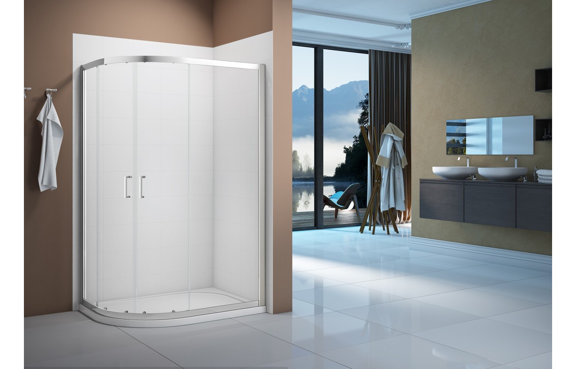 Merlyn Vivid Boost 2 Door Offset Quadrant 800 X 1000 X 1900Mm - Clear/Polished Chrome