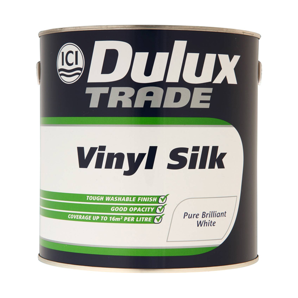 Dulux Trade White Vinyl Silk 5Ltr Brilliant