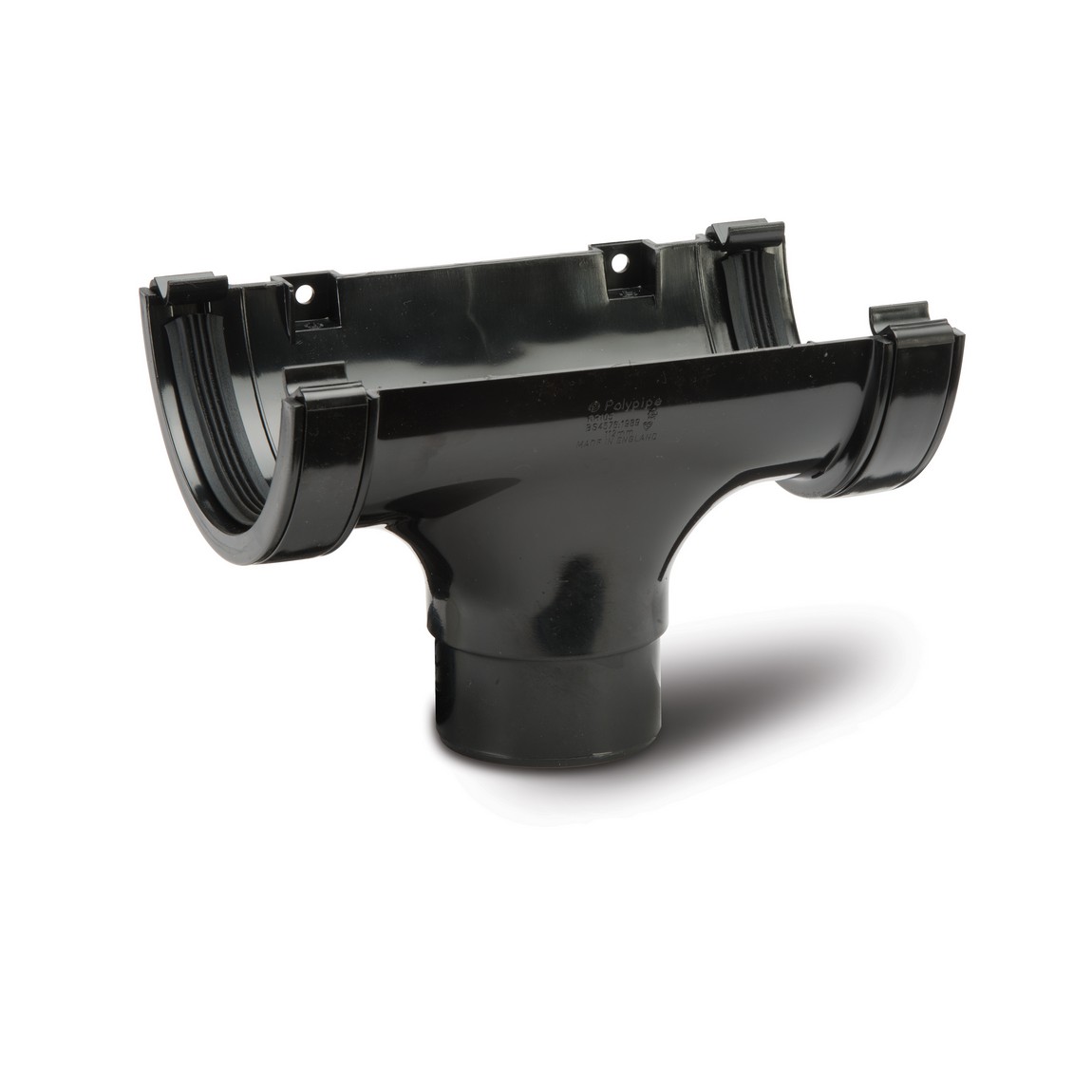 Polypipe Black 112Mm Half Round Running Outlet - Rr105b