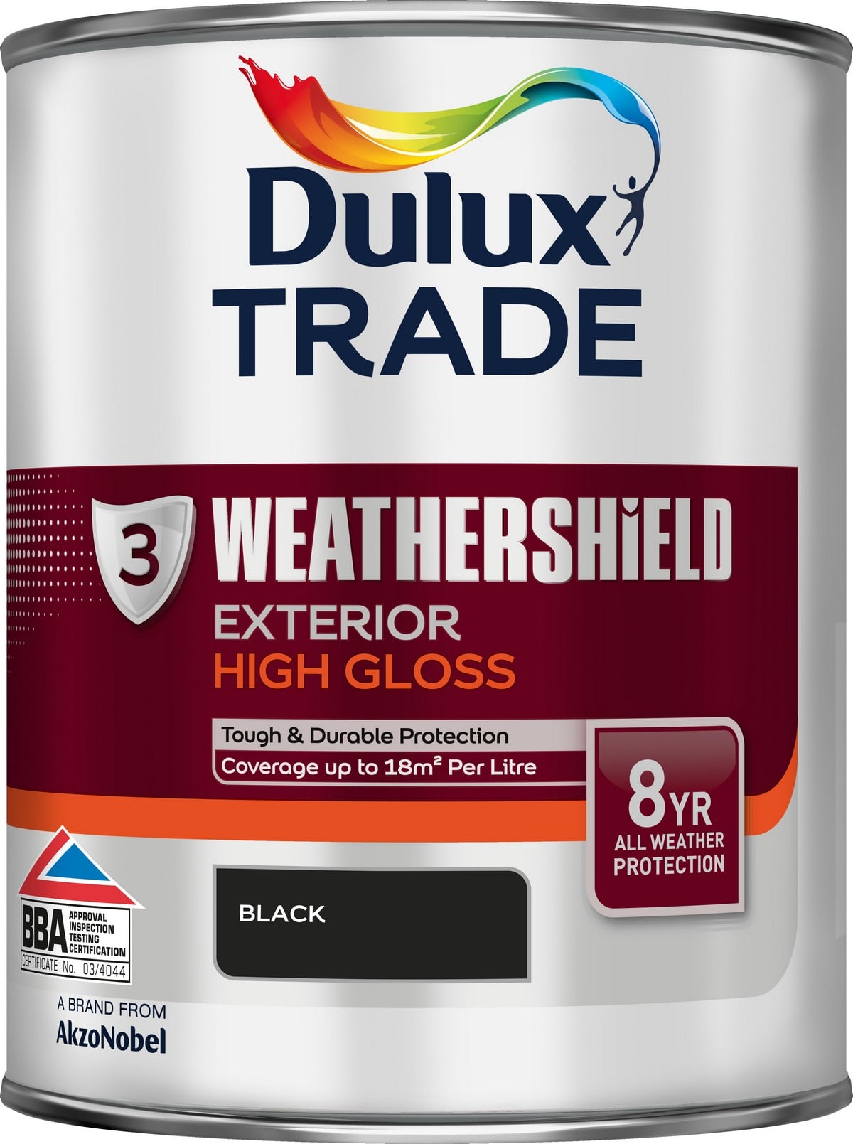 Dulux Trade Black Dulux Weathershield Exterior High Gloss (Black) 1Ltr
