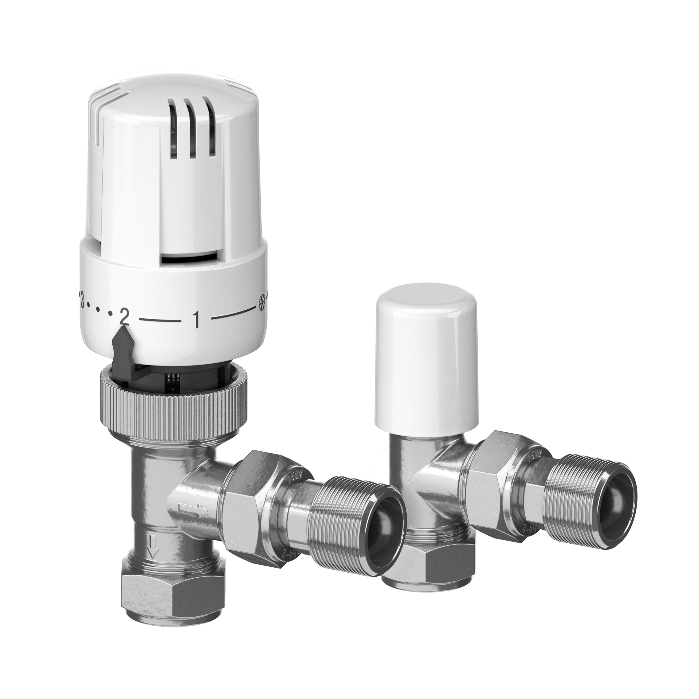 Eph White Angled Trv & Lockshield - 15Mm - Twinpack