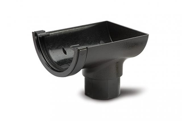 Polypipe Black 114Mm Elegance Half Round Stop End Outlet - Ciro2bk