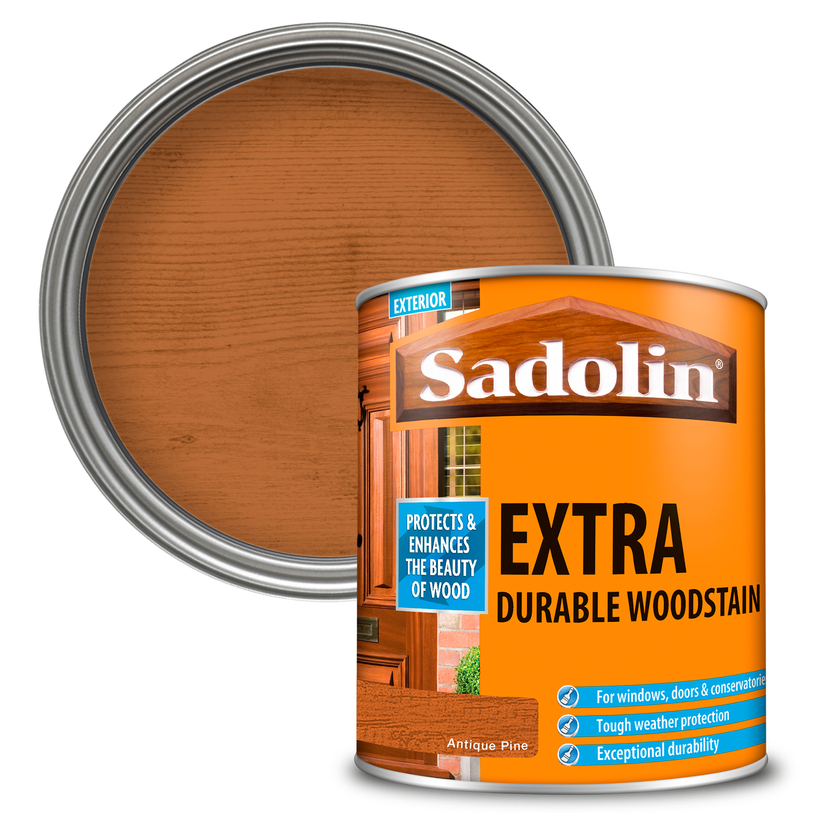 Sadolin Extra Durable Woodstain, 1Ltr Antique Pine, Solvent-Based