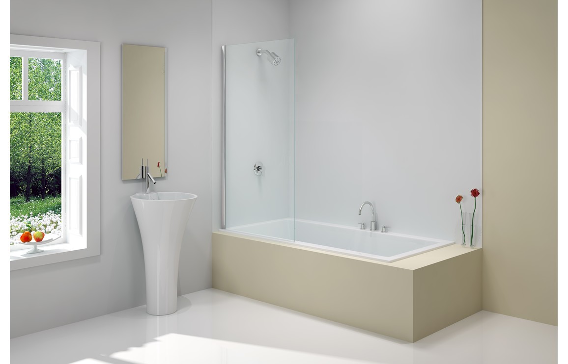 Merlyn Vivid Pivot Square Bath Screen 800Mm 1500Mm - Clear/Polished Chrome
