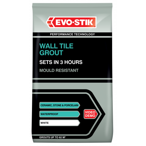 Evo-Stik White Mould Resistant Wall Tile Grout 1.5Kg