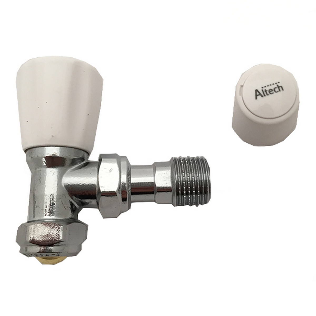 Altecnic White Eres Lockshield Angled Radiator Valve - 8Mm/10Mm