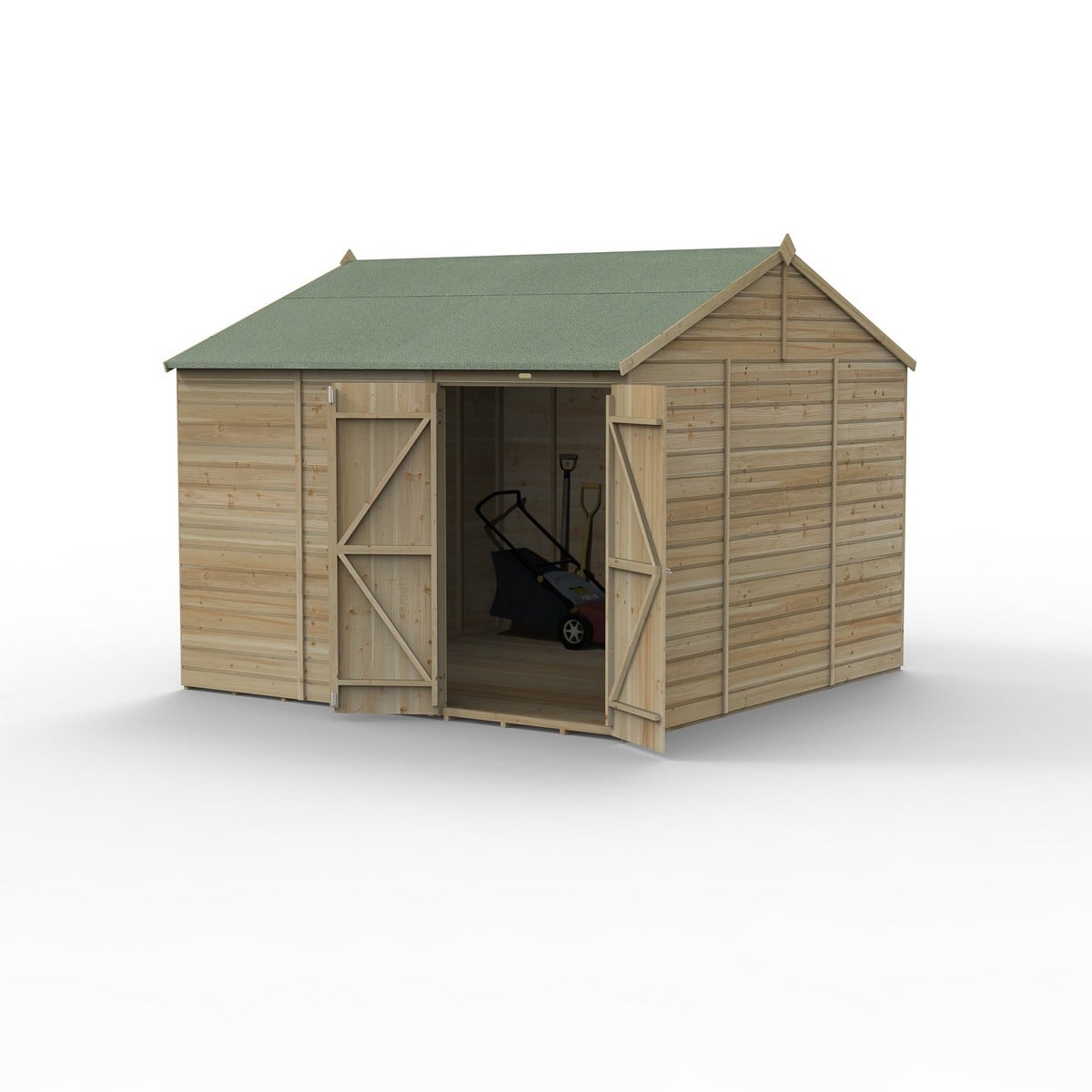 Forest Garden Forest Beckwood Reverse Apex Shed - Double Door, Windowless - 10Ft X 10Ft