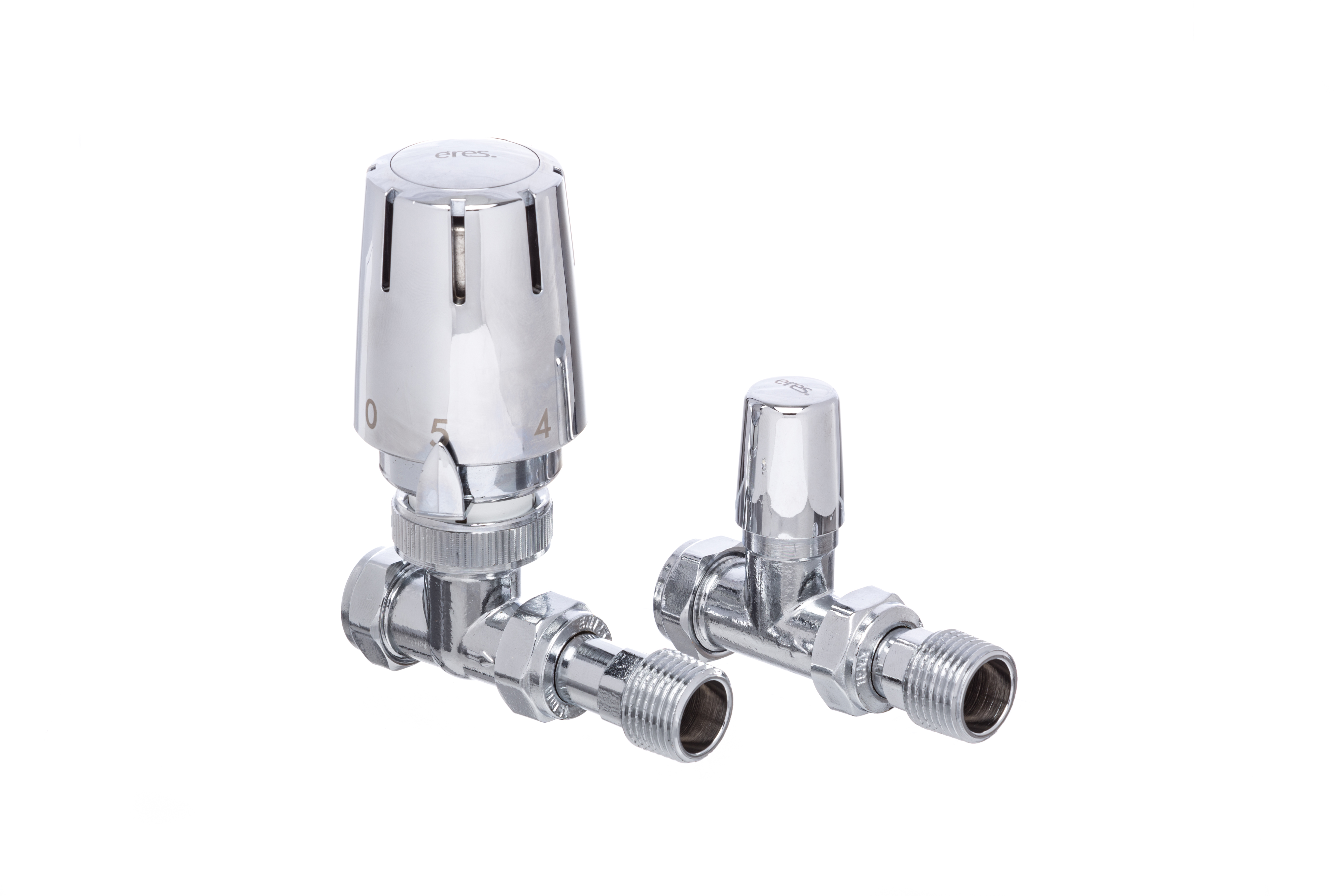 Altecnic Eres Straight Trv & Lockshield - 15Mm - All Chrome - Twin Pack