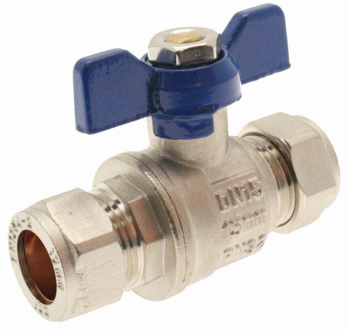 Non Branded Blue Bradfords Lever Ballvalve Butterfly Handle 15Mm