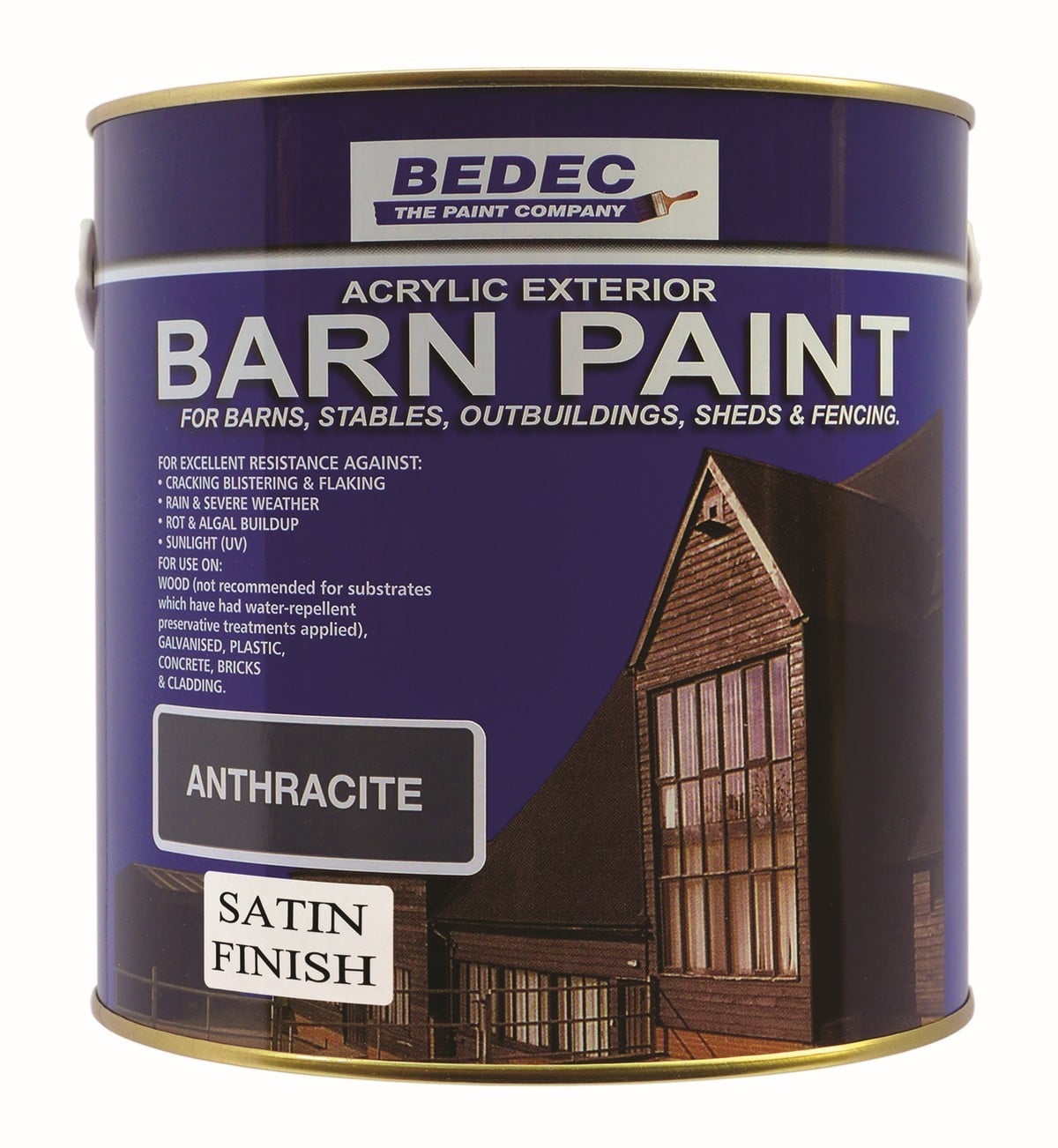 Bedec - Exterior Barn Paint - Satin - Anthracite - 2.5L