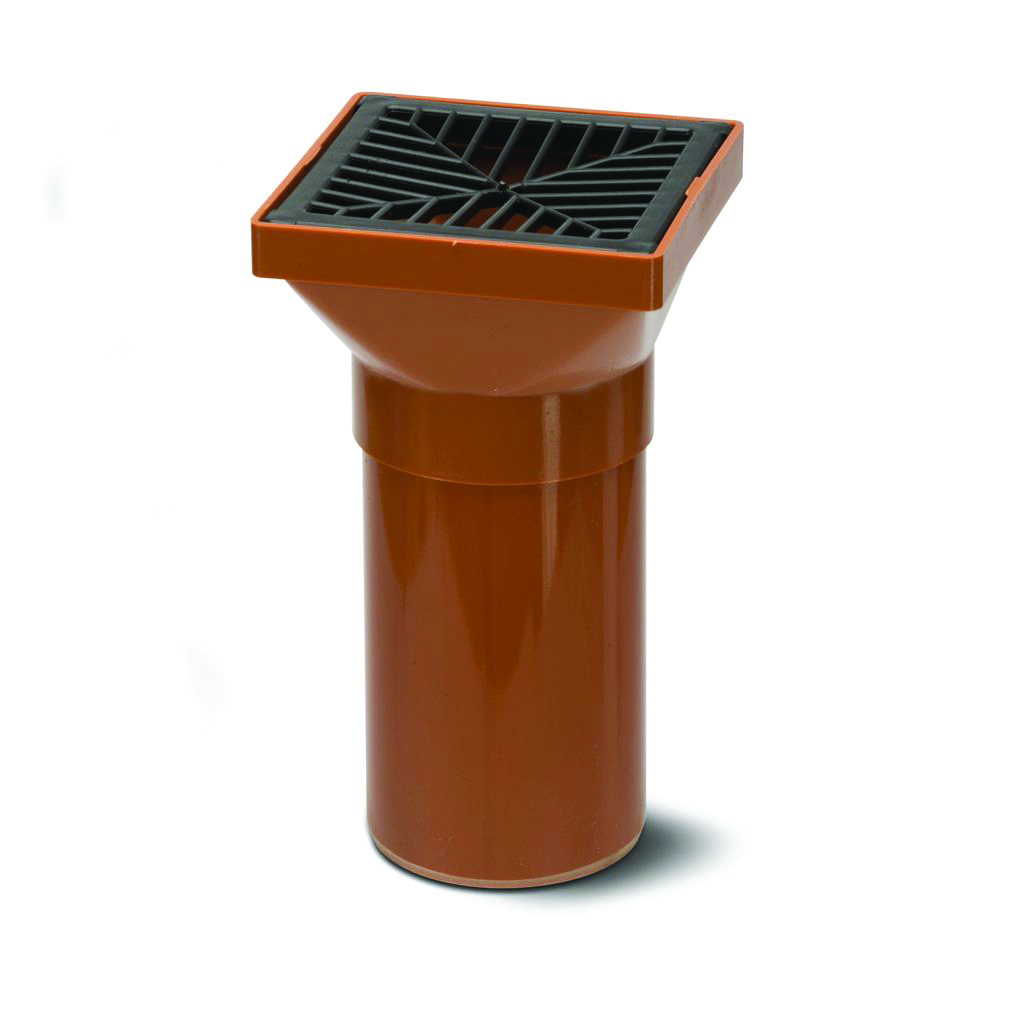 Polypipe Black 110Mm Square Hopper With 140Mm Spigot End - Terracotta & Grid - Ug417