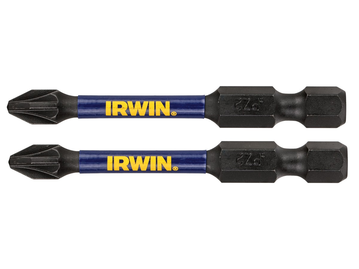 Irwin Impact Pro Performance Pozidriv Screwdriver Bits Pz2 57Mm (2 Pack)