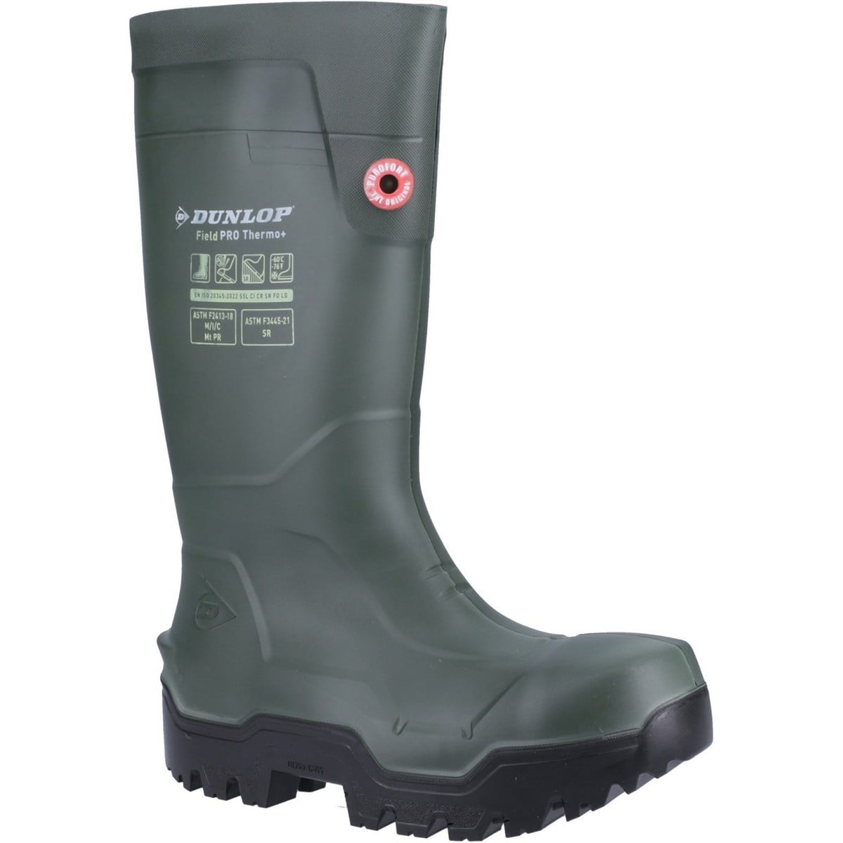 Photos - Safety Equipment Dunlop FieldPro Thermo+ Safety Wellington Boots - Green - Size 9 37632-70092-09 