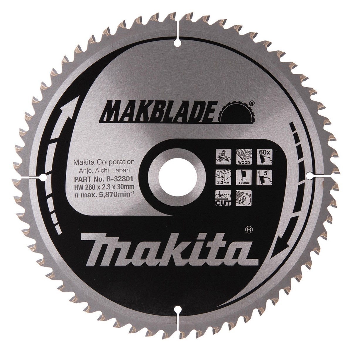 Makita - Mitre Saw TCT Blade - 260mm - 30mm Bore - 60T