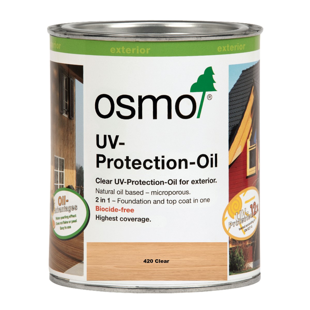 Osmo 420 Uv Protection Oil Wood Preservative, 750Ml, Clear Oil-Based