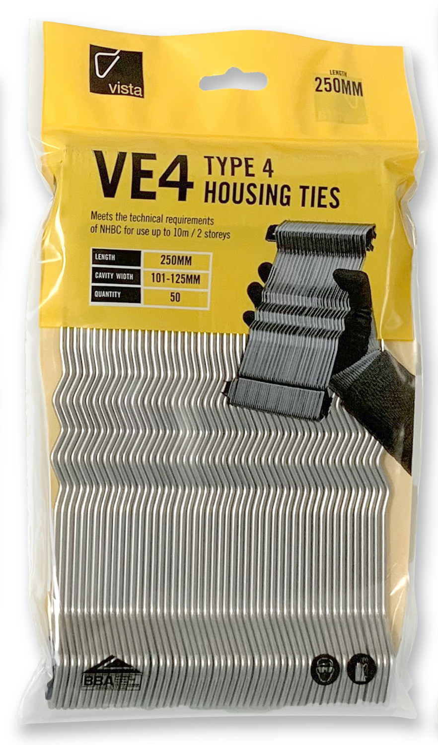 Vista Light Type 4 Housing Ties 250Mm - Stainless Steel (Bag Of 50)
