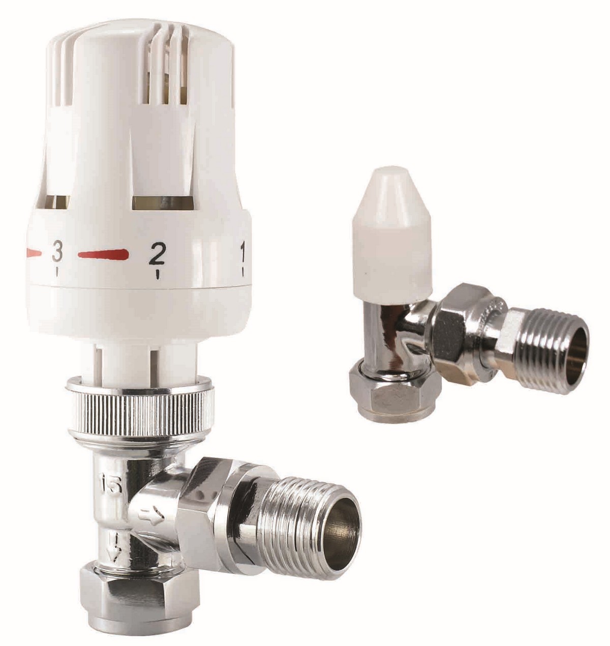 Eden Light/White Angled Trv & Lockshield - 15Mm