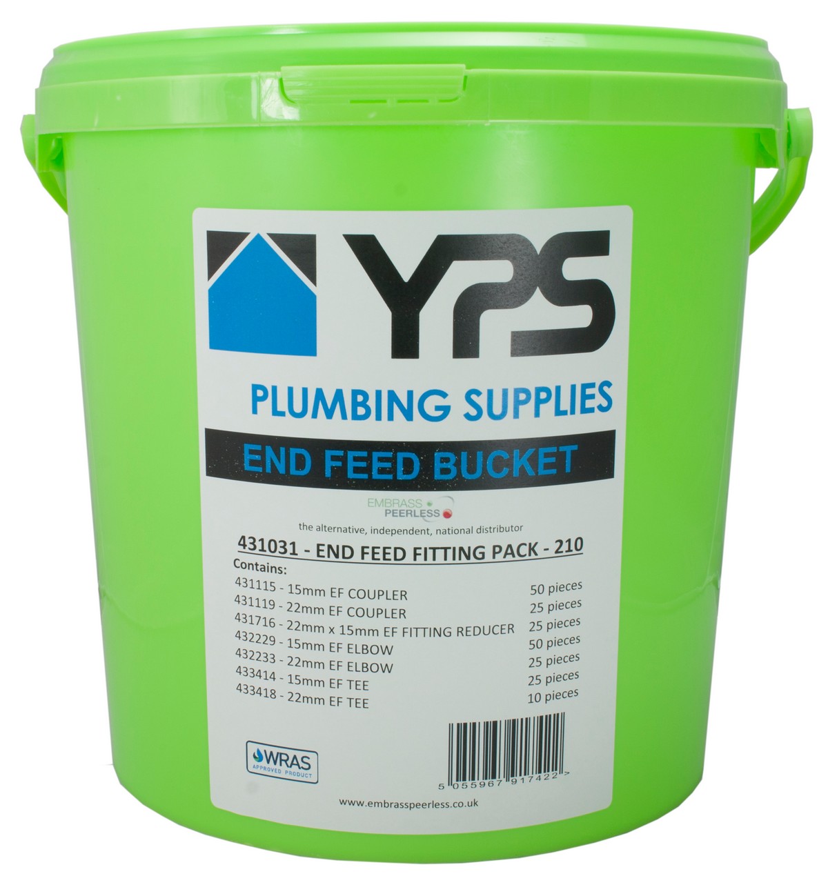 Copper End Feed Fittings - 210 Piece Plumbing Installation Pack - WRAS Approved