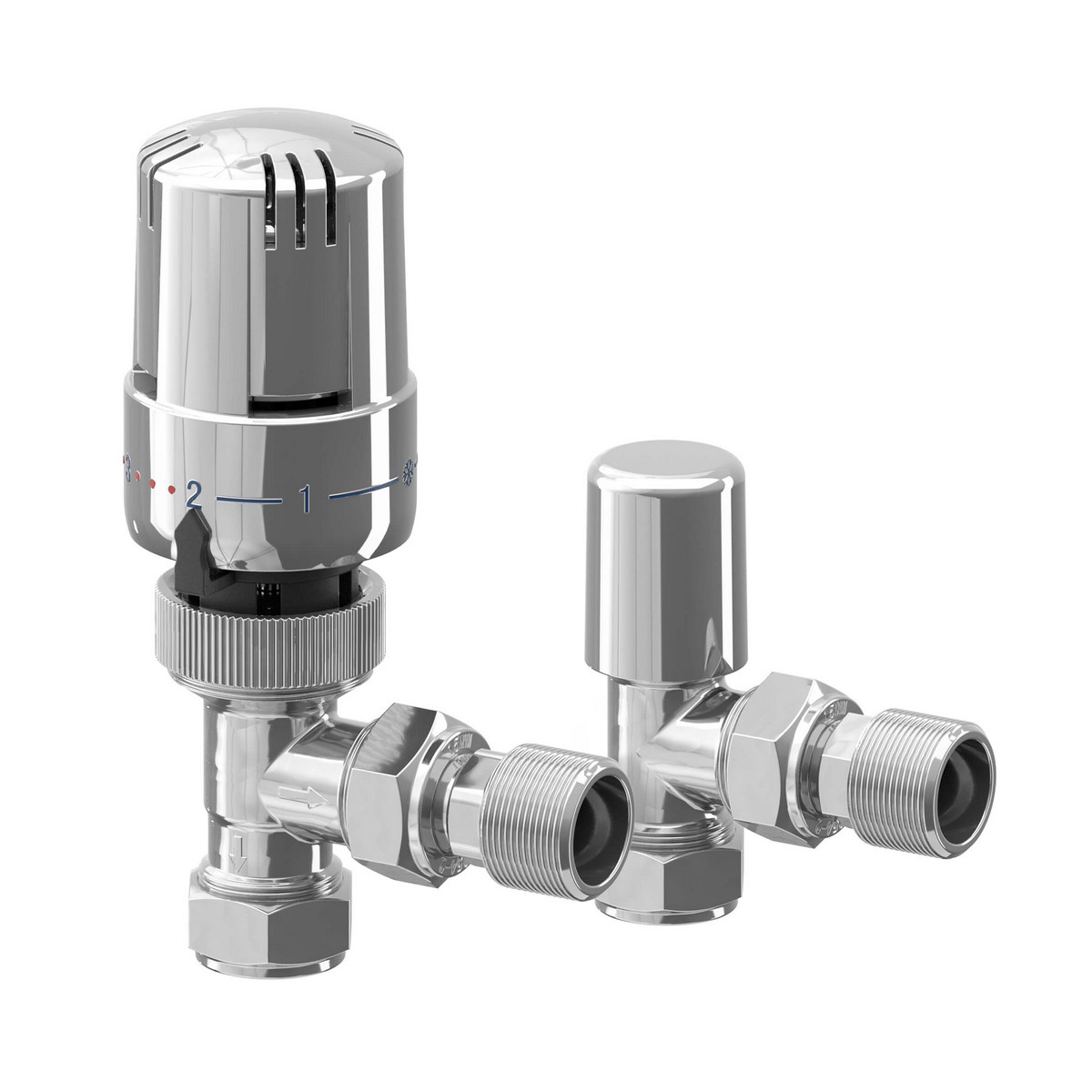 EPH - Angled TRV and Lockshield Valve - 15mm - Chrome