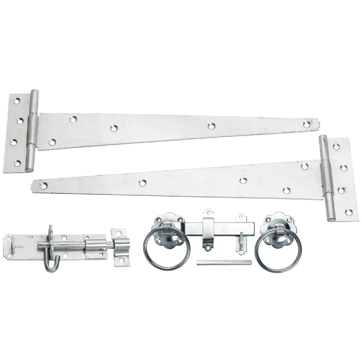 Perry Gatepack B 450Mm (18") - Medium Tee Hinges 450Mm, Medium Brenton Padbolt 150Mm & Plain Ring Handle Gate Latch 150Mm - Galvanised