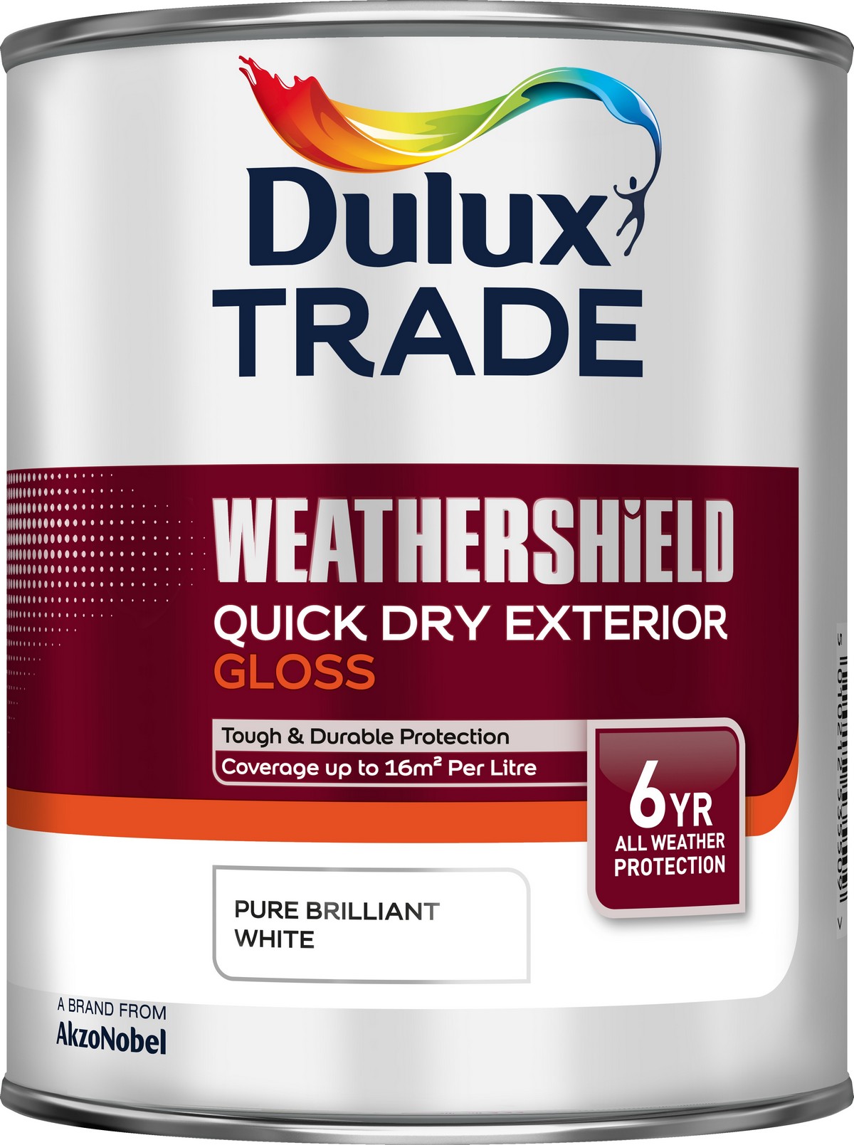 Dulux Trade White Weathershield Quick Drying Gloss 1Ltr Pure Brilliant