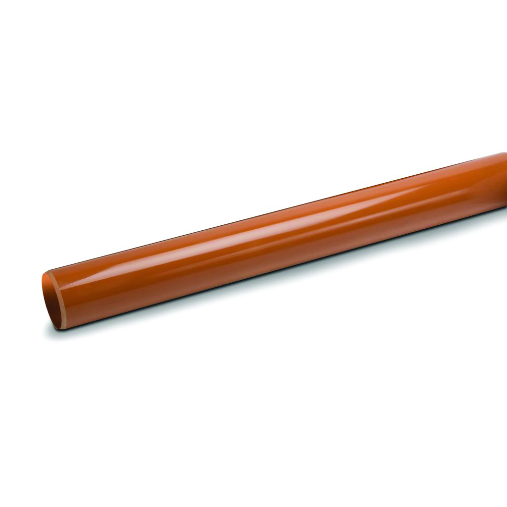 Polypipe 160Mm Plain Ended Underground Pipe - 6Mtr - Terracotta - Ug660