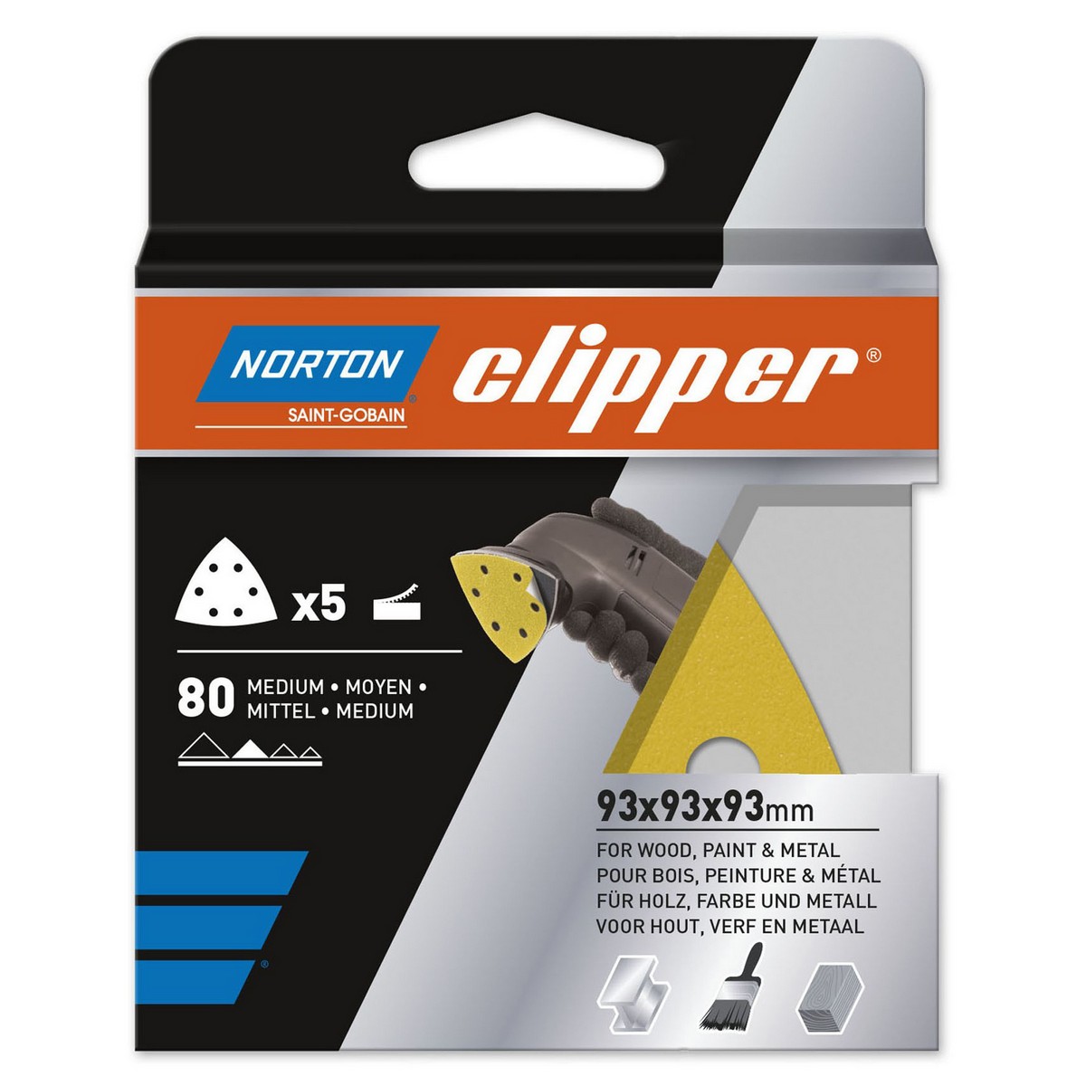 Norton Clipper Delta P80 Sanding Disc 95 X 95 X 95Mm (Pack Of 5)