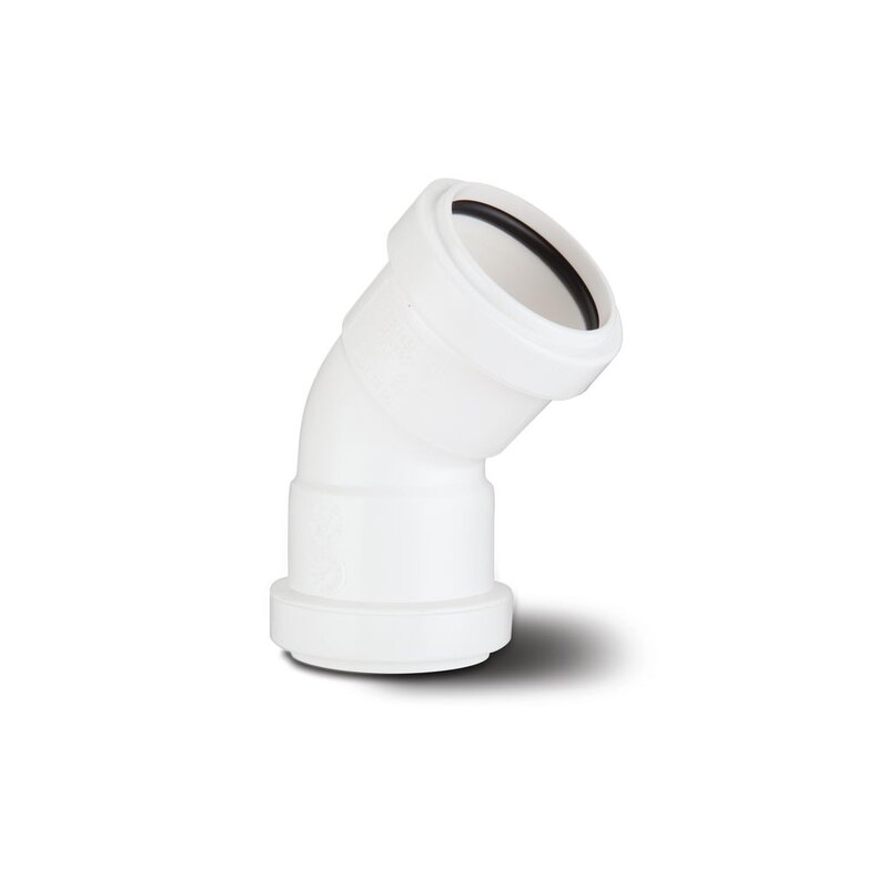 Polypipe White Waste Push Fit Obtuse Bend 32Mm X 45Deg Wp17w
