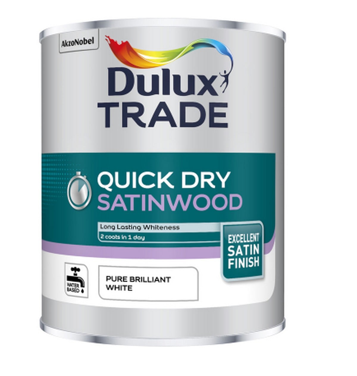 Dulux Trade - Quick Dry Satinwood Paint - Interior Wood and Metal - 2.5L - Brilliant White